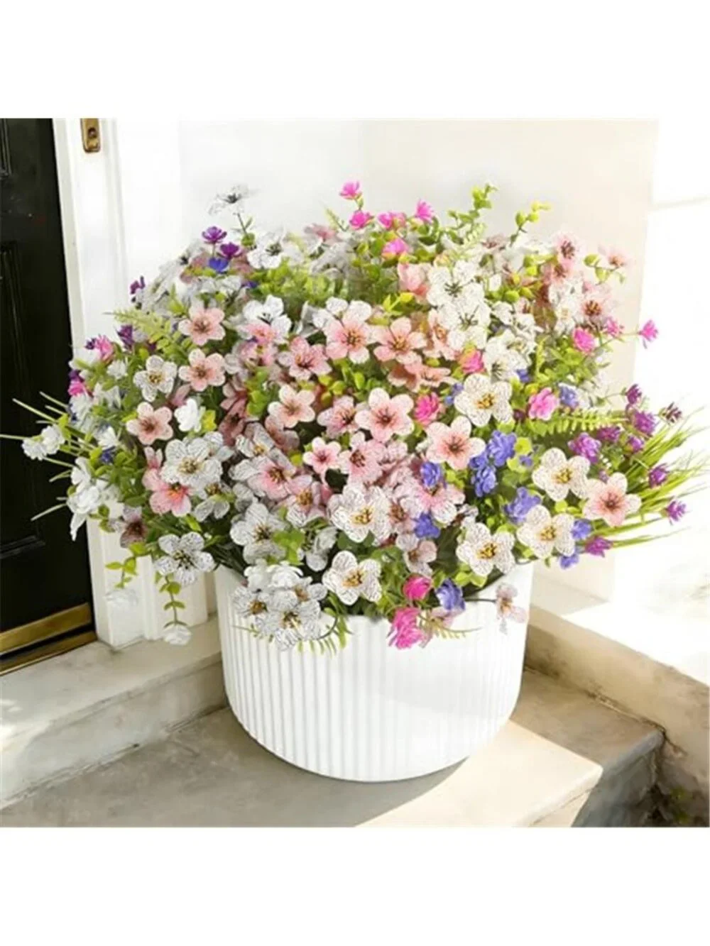24 Pack UV Resistant Artificial Flowers Outdoor Faux Plants Porch Planter Decor